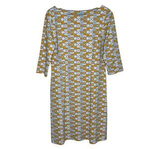 J. McLaughlin Catalina Cloth Dress Womens Medium Blue Orange Geo Floral Stretch